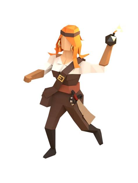 Pirates Of The Polygon Sea On Behance Low Poly Character Low Poly