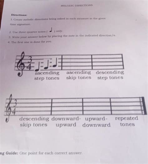 MELODIC DIRECTIONS Directions 1 Create Melodic Directions Being Asked