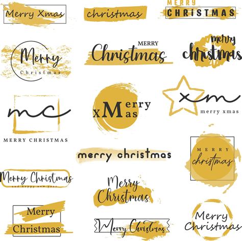 Merry Christmas Typography Lettering Badge Postcard Invitation