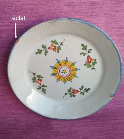 Ancienne Assiette Creuse En Faience De Nevers Xviii Xixeme Eur