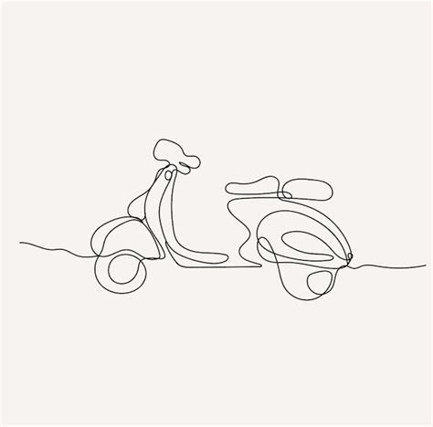 Minimalista Scooter Line Art Transporte Vespa Esquema Dibujo Simple