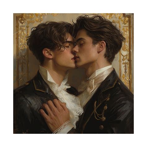 Gay Love Art Print Secret Kiss Matte Square Poster LGBTQ Wall Art Two Men Kissing Elegant Poster