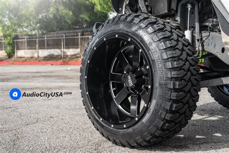 Jeep Wrangler 22x14 Moto Metal Wheels 962 Black Milled Windows 4