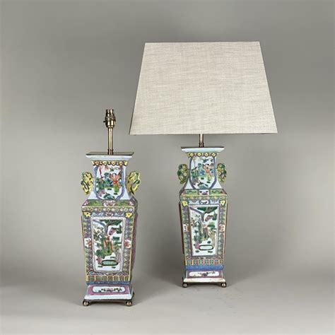 Pair Of Medium Chinoiserie Green Ceramic Lamps With Antique Brass Bases T5427 Tyson