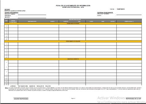 Formato Toma De Inventario Soluciones Patrimoniales