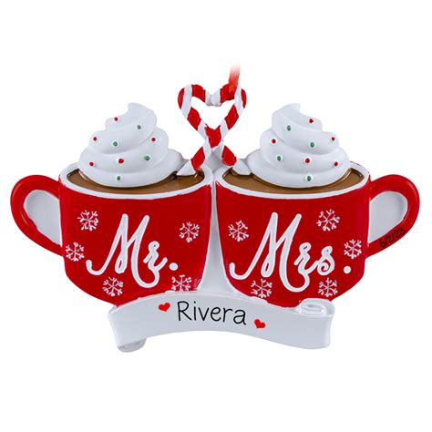 Personalized Mr And Mrs Married Hot Cocoa Red Mugs Ornament