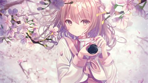 Hintergrundbilder Anime M Dchen Schuluniform Kamera Blumen Blick