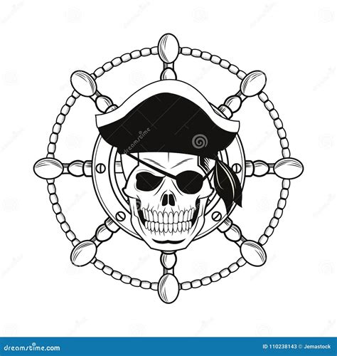 Projeto Da Tatuagem Do Pirata Dos Desenhos Animados Ilustração do Vetor