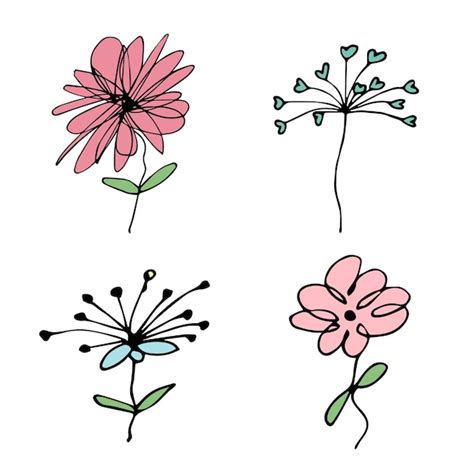 Clipart De Flores Simples Conjunto De Rabiscos Florais Desenhados M O