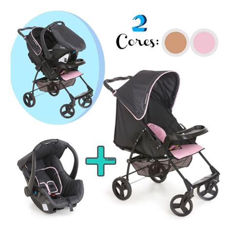 Carrinho de Bebe Romano Travel System Para Passeio Rosa Até 15Kg Bebê