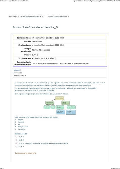 Puntos Extra Autocalificable Revisi N Del Intento Bases Filos Ficas