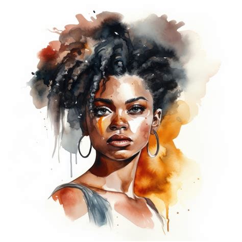 Premium Ai Image Elegant Watercolor Portrait Of A Beautiful African