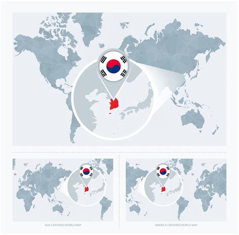 magnified south korea  map   world  versions   world
