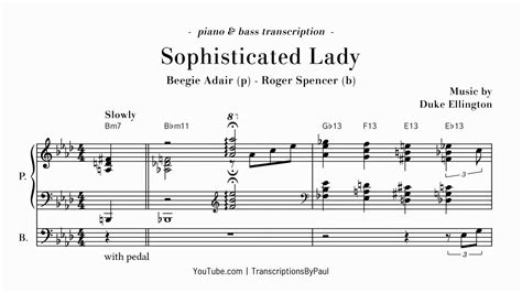 Sophisticated Lady Beegie Adair Transcription Sheet Music YouTube