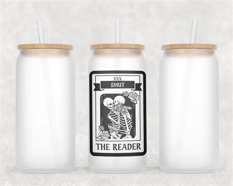 Smut Reader Tarot Card Iced Coffee Glass Bookish Tumbler Book Glass