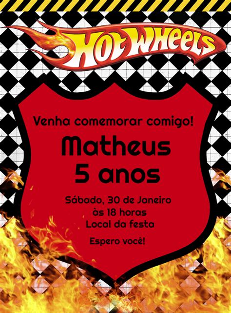 Invitaci N De Cumplea Os De Hot Wheels