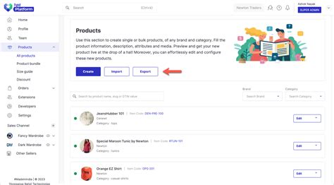 Export Products Fynd Platform