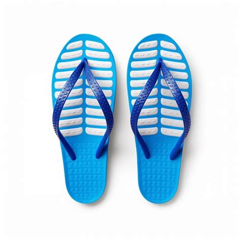 Premium AI Image Pair Of Blue Flip Flops With White Soles On A White