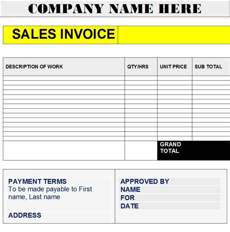 Sales Invoice Format Templates Free Report Templates