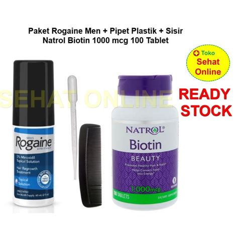 Jual Paket Rogaine Men Minoxidil 60 Ml Natrol Biotin 1000 Mcg 100