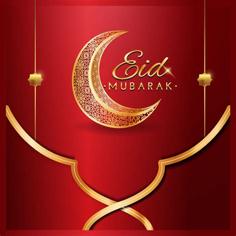 Luxury Eid Mubarak Design With Red Color Vector Art At Vecteezy