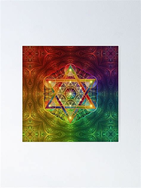 Metatron S Cube With Merkabah And Flower Of Life Poster By Lilyas