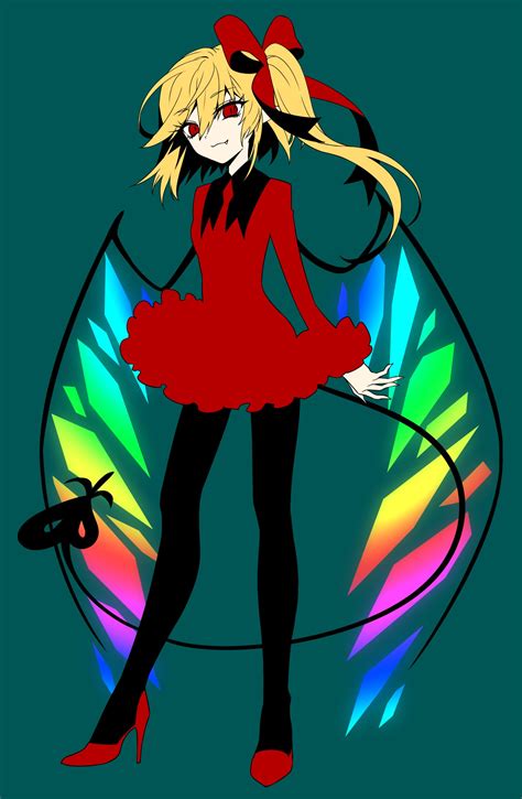 Safebooru 1girl 3 Black Legwear Blonde Hair Closed Mouth Dress Fang Out Flandre Scarlet Flat