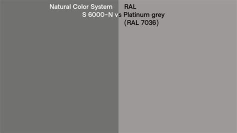 Natural Color System S 6000 N Vs RAL Platinum Grey RAL 7036 Side By