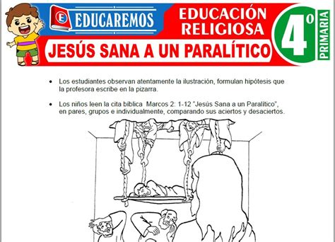 Jesús Sana a un Paralítico para Cuarto de Primaria Fichas GRATIS