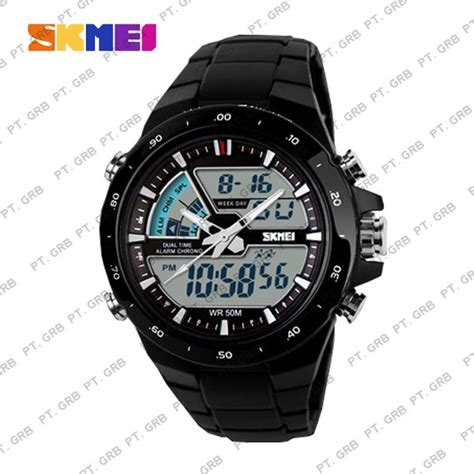 Jual Jam Tangan Pria Digital Analog SKMEI 1016 Black Water Resistant