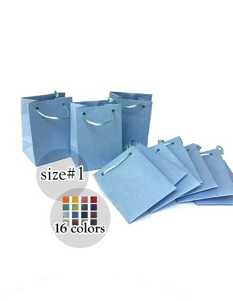 10 Light Blue Mini Paper Bag With Rope Handles Matte Paper Etsy