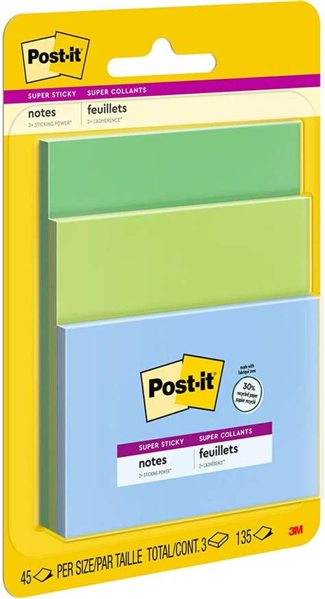 Post It Notas Súper Adhesivas 3 X 3 Pulgadas 3 Blocs 2 Veces El Poder