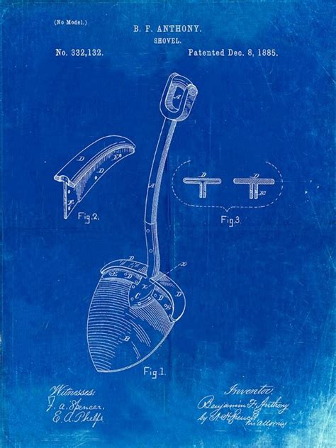 Somerset House Images PP976 FADED BLUEPRINT ORIGINAL SHOVEL PATENT