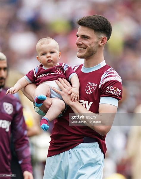 West Ham United's Declan Rice with his son Jude after the Premier ...