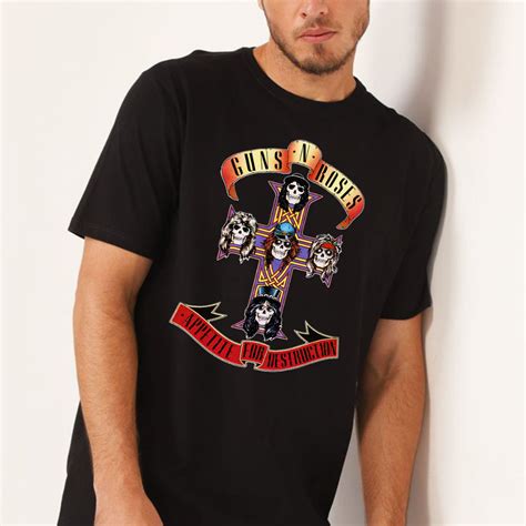 Camisa Camiseta Guns N Roses Cruz Banda de Rock Unissex 100 Algodão