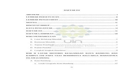 DAFTAR ISI ABSTRAK I LEMBAR PERSETUJUAN Ii MOTTO Iv Digilib Uinsgd