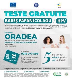 Teste GRATUITE Babeș Papanicolaou și HPV in Oradea