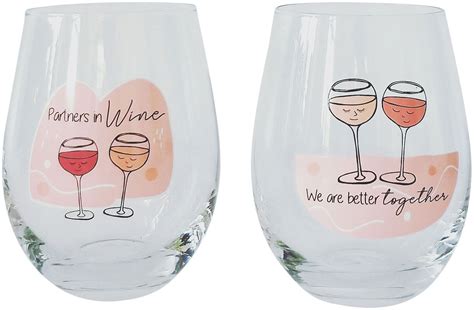 Stemless Wine Glass We Are Better Together Set Of 2 By Urban Products