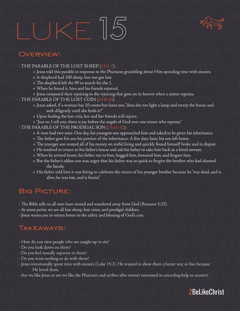 Luke 15 Summary - 5 Minute Study — 2BeLikeChrist