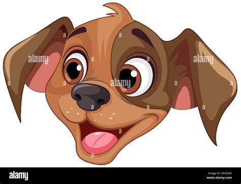 Lindo Perro Cara De Dibujos Animados Aislado Ilustración Imagen Vector