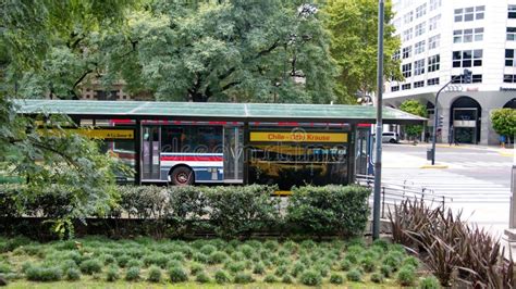 Bus Stop on the Main Avenue in Buenos Aires Editorial Stock Image ...