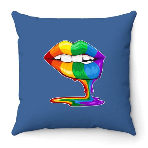 Bandera LGBT Throw Pillows LGBT Gay Pride Rainbow Flag Lesbian Cute Sexy Lips 80s Style Designed