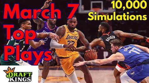 Top Nba Dfs Plays Based On 10000 Simulations In Excel Monday March 7