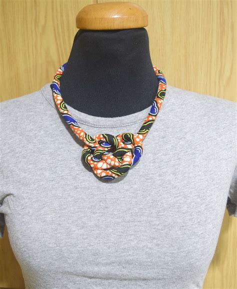 African Print Ankara Bib Necklace Handmade African Prints Fabric Necklace Collier En Tissu