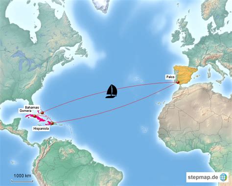 StepMap Reise des Kolumbus Landkarte für Welt