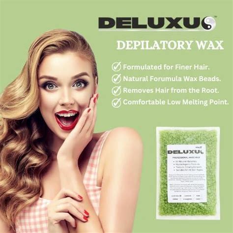 DELUXUS Waxing Beads G Hard Wax Beads With Applicators Aloe Vera Brazilian Bikini Wax