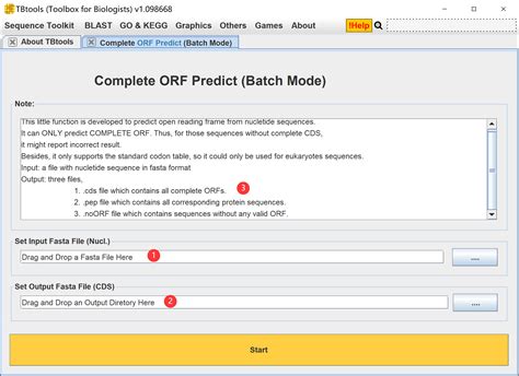 ORF Predicition Complete ORF Prediction Batch TBtools Cookbook