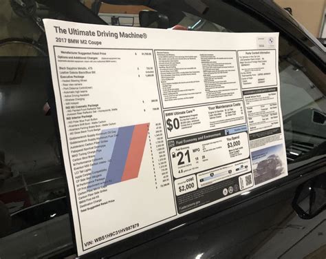 Get Your Original BMW MSRP Window Sticker Printed Office Or Garage