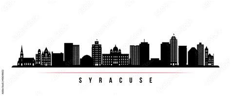 Syracuse Skyline Horizontal Banner Black And White Silhouette Of