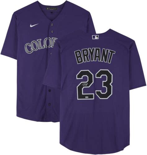 Kris Bryant Colorado Rockies Autographed Purple Nike Replica Jersey Ebay